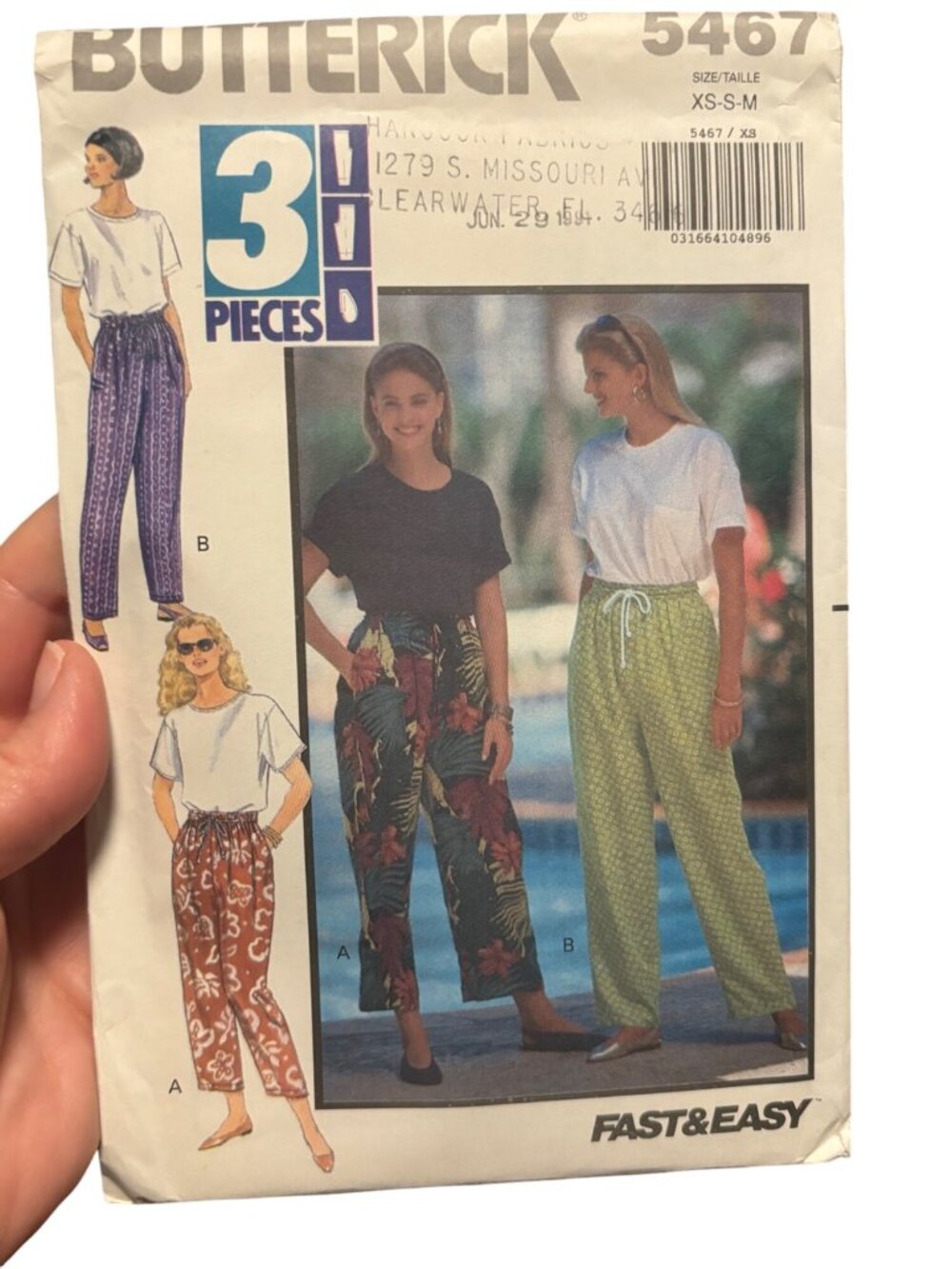 Vintage Butterick 5467 Misses Pants Sewing Pattern Sizes XS-S-M 3 Pieces